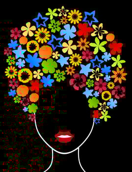Female hairdress from plants. A vector illustration
