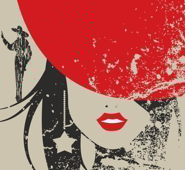 The girl in a red hat. A vector illustration