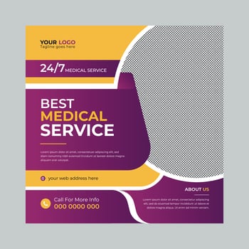 Mediacal service helthcare social media post, Digital marketing promotion ads sales and discount banner vector template