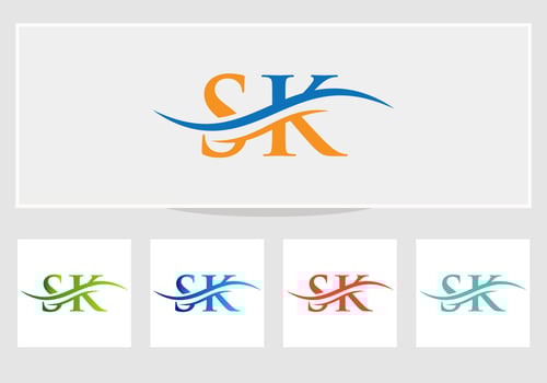 SK logo. Monogram letter SK logo design Vector. SK letter logo design with modern trendy vector