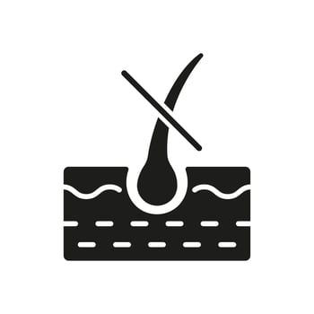 Hair Cut Silhouette Icon. Damaged Hair Follicle Glyph Pictogram. Prevention Hair Loss. Trichology Problem, Human Dermatology Hair Disease Icon. Isolated Vector Illustration.