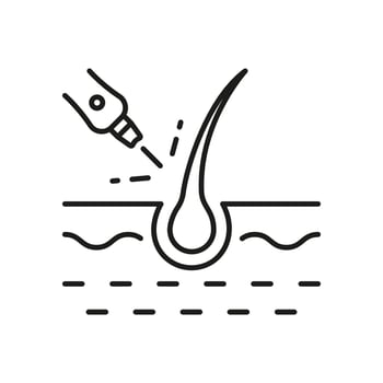 Hair Laser Removal Line Icon. Epilation, Depilation, Medical Treatment Linear Pictogram. Professional Beauty Dermatology Procedure Outline Icon. Editable Stroke. Isolated Vector Illustration.