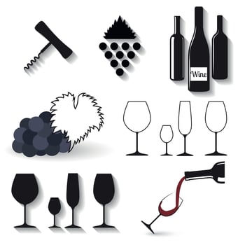 Set of icons on a theme wine vector