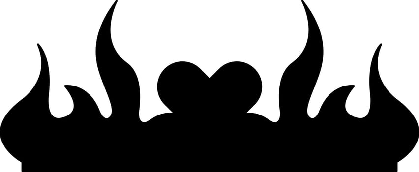 Tattoo heart with flame in the style of the 90s, 2000s. Black and white single object illustration. vector