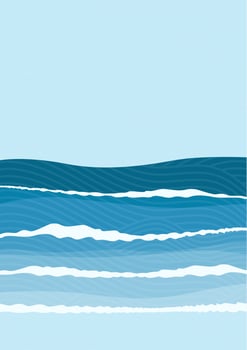 Sea waves minimalist aesthetic illustration poster. Abstract ocean wave contemporary background landscape. Sea, skyline, wave. vector illustration