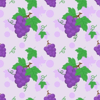 Vector background seamless pattern,bunch of grapes and green leaves
