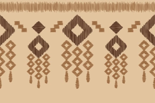 Ethnic Ikat fabric pattern geometric style.African Ikat embroidery Ethnic oriental pattern white brown cream background. Abstract,vector,illustration. For texture,clothing,wrapping,decoration,carpet. vector