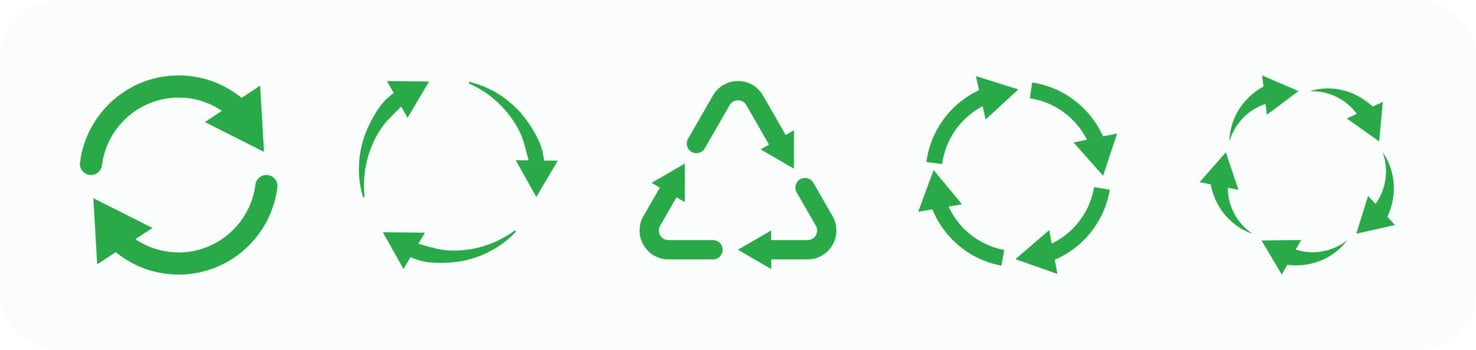 Recycle arrow green icon set - Vector