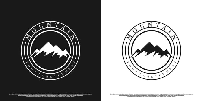 Mountains logo design with vintage unique concept Premium Vector