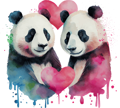 Cute Watercolor Lovely Panda with Heart png