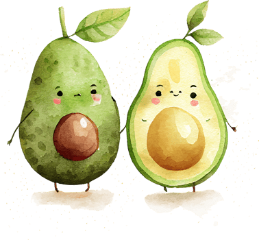 Two Cute Watercolor Avocado in Love png