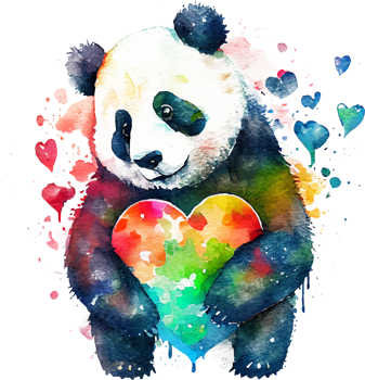 Cute Watercolor Lovely Panda with Heart png