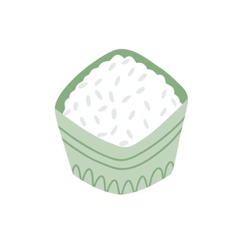 a plate of rice hand drawn vector illustration in flat style