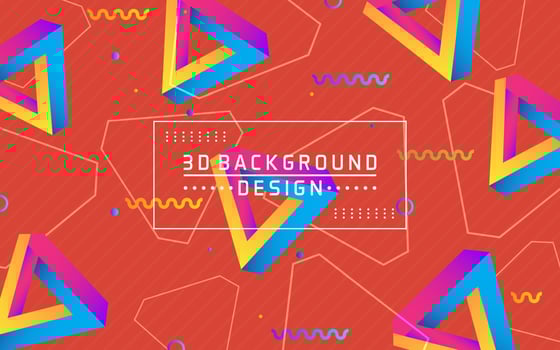 Abstract modern 3d triangle geometric with colorful background vector