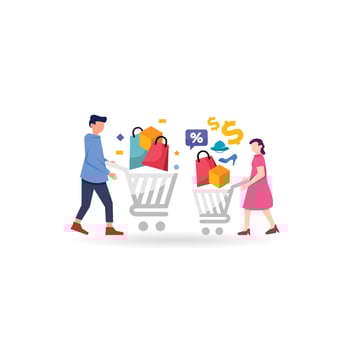Online shopping concept. Illustration shopping online with smartphone vector