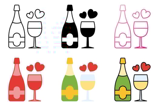 Champagne in flat style isolated vector