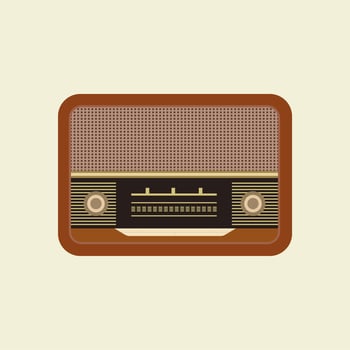 antique vintage radio flat design vector illustration. analogue retro radio, classic style