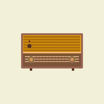 antique vintage radio flat design vector illustration. analogue retro radio, classic style