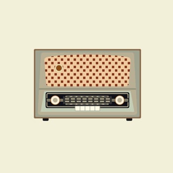 antique vintage radio flat design vector illustration. analogue retro radio, classic style