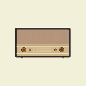 antique vintage radio flat design vector illustration. analogue retro radio, classic style