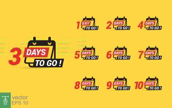 Number days to go a last countdown vector illustration template, can be use for promotion, sale, landing page, template, ui, web, mobile app, poster, banner, flyer. EPS 10.
