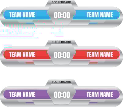 digital scoreboard broadcast graphic lower third sport match vector