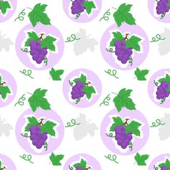 Seamless pattern of grapes on white background vector