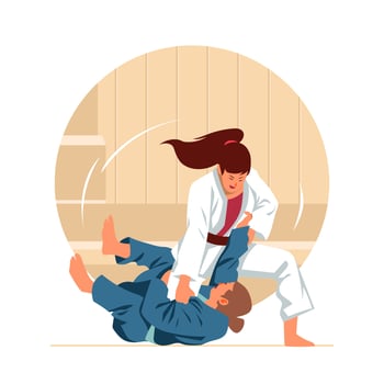 Jiu Jitsu Fighting Concept vector