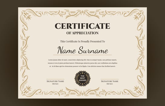 Victorian Classic Certificate Design vector