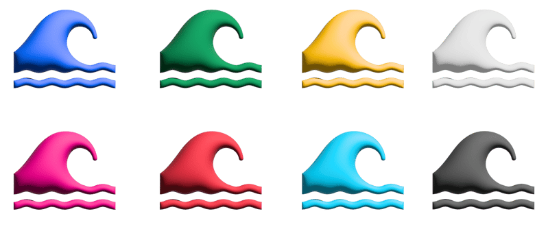 Wave 3d icon set, colorful symbols graphic elements png
