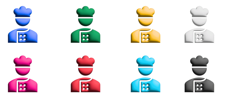Chef 3d icon set, colorful symbols graphic elements png