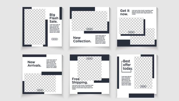 Social media post template set. Modern social media post bundle vector, Design editable template for social media posts vector