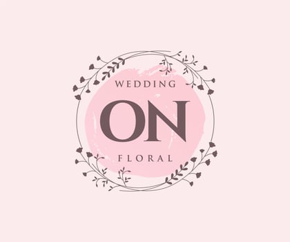 ON Initials letter Wedding monogram logos template, hand drawn modern minimalistic and floral templates for Invitation cards, Save the Date, elegant identity. vector