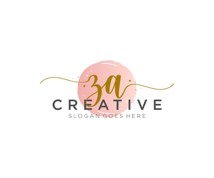 initial ZA Feminine logo beauty monogram and elegant logo design, handwriting logo of initial signature, wedding, fashion, floral and botanical with creative template. vector