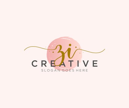 initial ZI Feminine logo beauty monogram and elegant logo design, handwriting logo of initial signature, wedding, fashion, floral and botanical with creative template. vector