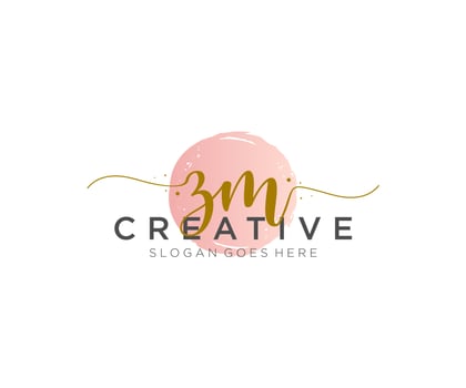 initial ZM Feminine logo beauty monogram and elegant logo design, handwriting logo of initial signature, wedding, fashion, floral and botanical with creative template. vector