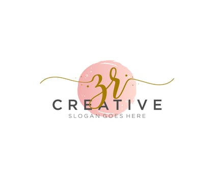 initial ZR Feminine logo beauty monogram and elegant logo design, handwriting logo of initial signature, wedding, fashion, floral and botanical with creative template. vector