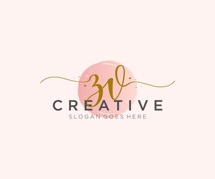 initial ZV Feminine logo beauty monogram and elegant logo design, handwriting logo of initial signature, wedding, fashion, floral and botanical with creative template. vector