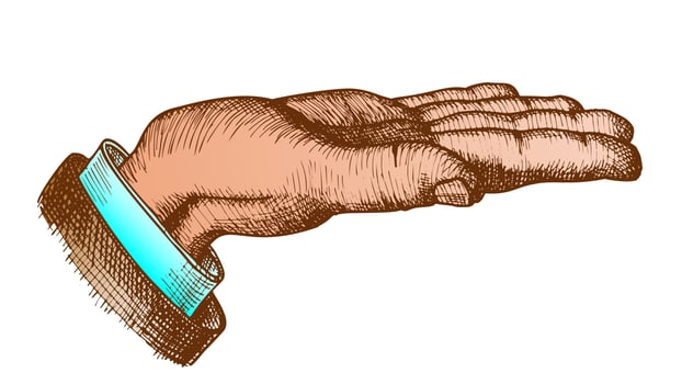Color Man Hand Gesture Show Direction Vintage Vector