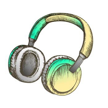 Color Melomane Accessory Wireless Headphones Ink Vector