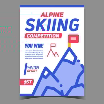 Alpine Skiing Competition Creative Banner Vector