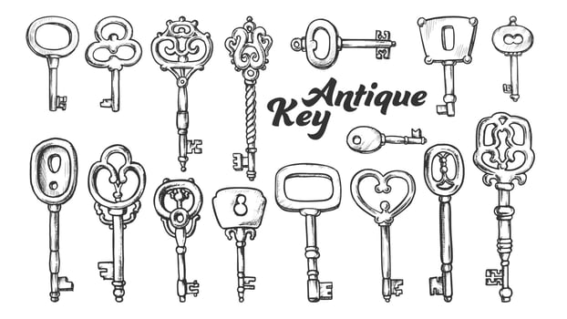 Key In Different Form And Material Ink Set Vector