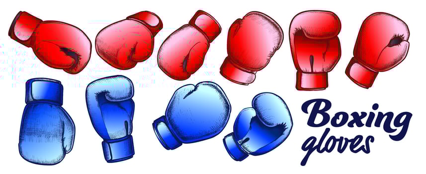 Boxing Gloves For Sport Competition Set Color Vector