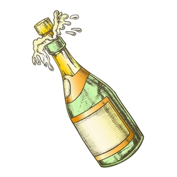 Champagne Blank Bottle Explosion Color Vector
