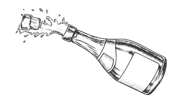 Champagne Blank Label Glass Bottle Vintage Vector
