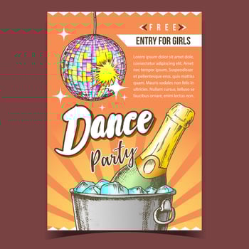 Dance Party With Alcohol Advertising Poster Vector