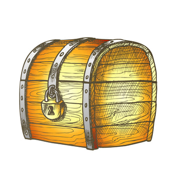 Treasure Chest Protected Metal Lock Color Vector