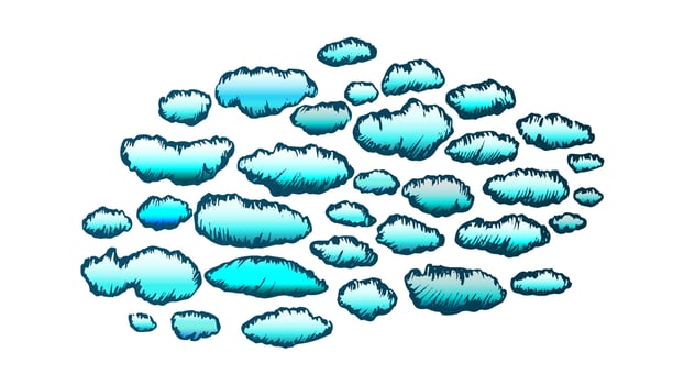 Fluffy Clouds Cumulus Flying On Sky Ink Vector
