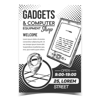 Gadgets And Computer Shop Advertise Poster Vector