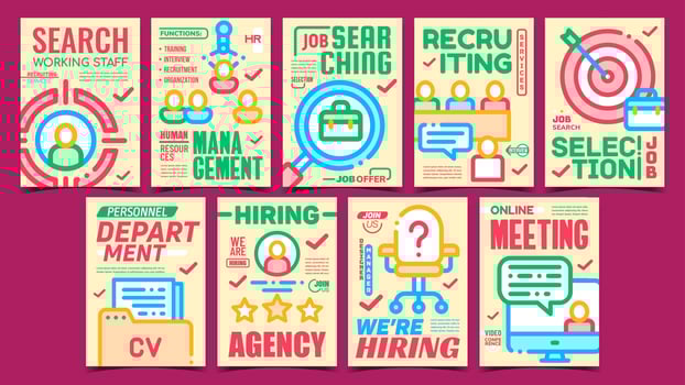 Job Hunting Creative Promo Posters Set Vector